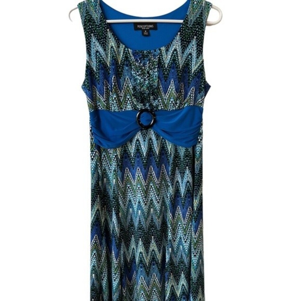 Knee-Length Sleeveless Dress size Medium Blue Green White Black